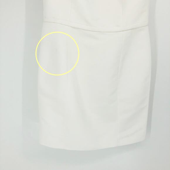 AMSALE Faille Cocktail Dress 18 Silk White Off Shoulder Sheath Knee Length - Picture 12 of 13